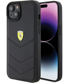 Ferrari Quilted Metal Logo Back Case Aizsargapvalks Priekš Apple iPhone 15 Plus