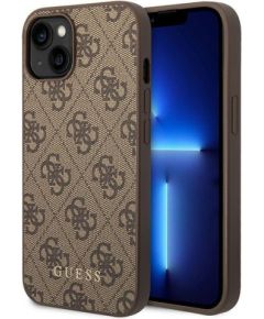 Guess 4G Metal Gold Logo Back Case Aizsargapvalks Priekš Apple iPhone 15 Plus