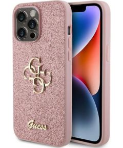 Guess Glitter Script Big 4G Back Case Aizsargapvalks Priekš Apple iPhone 15 Pro