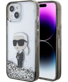 Karl Lagerfeld Liquid Glitter Ikonik Back Case Aizsargapvalks Priekš Apple iPhone 15