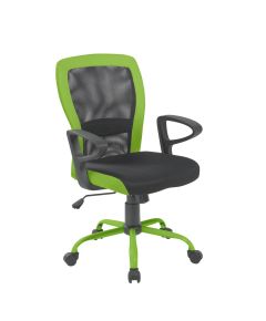 Рабочий стул LENO 60x57xH91-98,5cм, сиденье: ткань, цвет: серый, спинка: сетка: цвет: серый, зелёные края из кожзамените