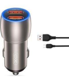 XO CC52 Автомобильное зарядное устройство QC / 36 Вт / 2x USB / Кабель microUSB