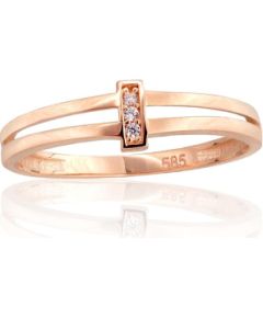Золотое кольцо #1101123(Au-R)_CZ, Красное Золото 585°, Цирконы, Размер: 18, 1.48 гр.