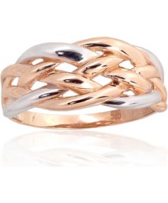 Золотое кольцо #1101121(Au-R+PRh-W), Красное Золото 585°, родий (покрытие), Размер: 18, 3.37 гр.