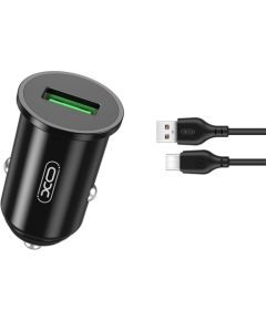 XO TZ12 Automašīnas lādētājs QC 3.0 18W + USB-C Vads