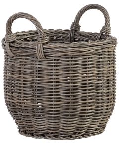 Корзина WICKER с ручкой, D34xH26/34cм, пластиковое плетение, цвет: серый