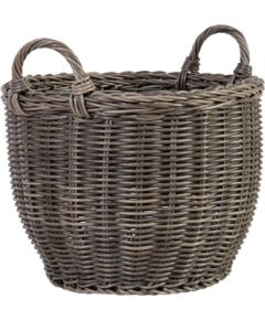 Корзина WICKER с ручкой, D41xH30/38cм, пластиковое плетение, цвет: серый