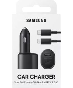 Samsung EP-L5300XBEGWW automašīnas lādētājs 60W | 3A | USB-C | PD | AFC | + vads melns
