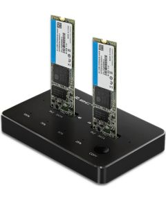 Qoltec 50310 Drive docking station 2x SSD M.2 SATA | NGFF | USB Type C