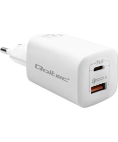 Qoltec 50765 mobile device charger Laptop, Portable gaming console, Power bank, Smartphone, Smartwatch, Tablet White AC Fast charging Indoor