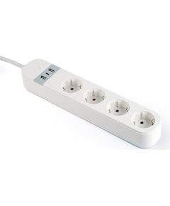 Gembird Smart power strip with USB charger, 4 French sockets, white