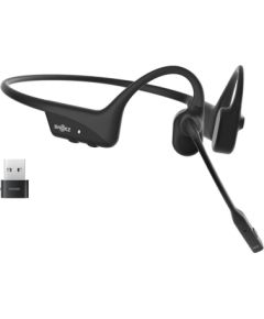 SHOKZ OpenComm2 UC Wireless Bluetooth Bone Conduction Videoconferencing Headset with USB-A adapter | 16 Hr Talk Time, 29m Wireless Range, 1 Hr Charge Time | Includes Noise Cancelling Boom Mic and Dongle, Black (C110-AA-BK)