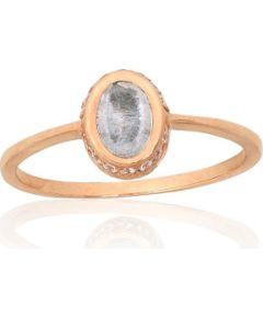 Золотое кольцо #1101148(Au-R)_CZ+TZLB, Красное Золото 585°, Цирконы, Небесно-голубой топаз, Размер: 17.5, 1.55 гр.