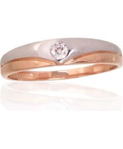 Золотое кольцо #1100909(Au-R+PRh-W)_CZ, Красное Золото 585°, родий (покрытие), Цирконы, Размер: 17.5, 1.2 гр.