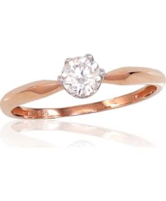 Золотое кольцо #1100856(Au-R+PRh-W)_CZ, Красное Золото 585°, родий (покрытие), Цирконы, Размер: 16.5, 0.97 гр.