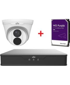 Uniview UNV 4MP комплект IP видеонаблюдения с PoE (NVR + 8 купольных камер + HDD диск в подарок)
