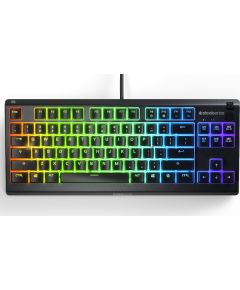 SteelSeries Gaming Keyboard Apex 3 Tenkeyless, RGB LED light, US Layout, Black, Wired, Whisper-Quiet Switches