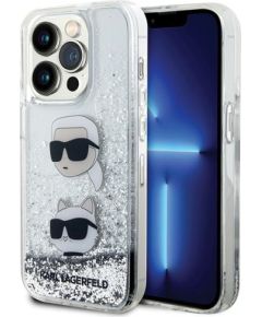 Karl Lagerfeld KLHCP14LLDHKCNS iPhone 14 Pro 6.1" srebrny|silver hardcase Liquid Glitter Karl & Choupette Heads