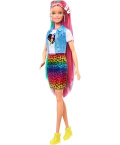 Mattel Lalka Barbie Barbie - Kolorowe włosy, panterka (GRN81)
