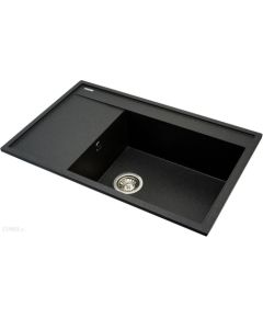 Pyramis Camea 79X50 1B 1D R single-bowl granite sink 070091201 black dotted