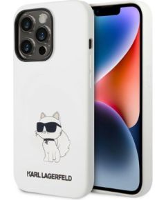 Karl Lagerfeld KLHMP14LSNCHBCH iPhone 14 Pro 6,1" hardcase biały|white Silicone Choupette MagSafe