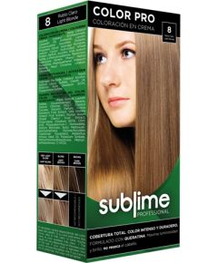 EC SUBLIME PROFESSIONAL HAIR COLOR CREAM COLOR PRO 8 LIGHT BLONDE 50 ML - Matu krāsa ar keratīnu