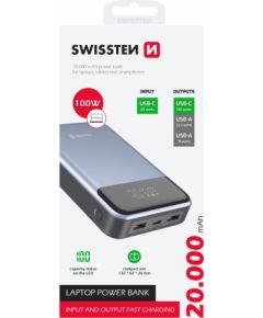 Swissten Power Bank Ārējas uzlādes baterija Datoram 20000 mAh / 100W