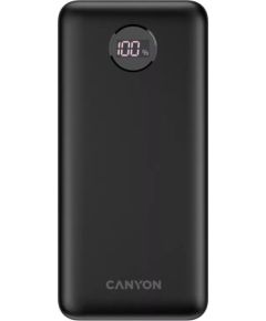 Powerbank Canyon PB-2002 20000mAh Li-poly battery, Input Type-C 5V3A,9V2A,18W , Output Type-C：5V3A,9V2.2A,12V1.5A,20W, Output USBA1/USBA2：5V3A,5V/4.5A,4.5V/5A,9V2A,12V1.5A,22.5W147.5*69*28.6mm, 0.437g , cable Type C, Black