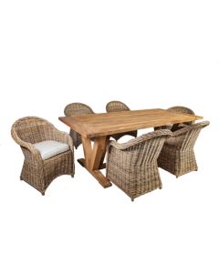 Садовая мебель KATALINA стол и 6 стульев (42052) 220x100xH78см, массива древесины тика повторного использования