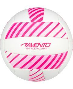 Volleyball ball AVENTO 16VF Pink/White PVC leather