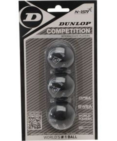 Squash ball Dunlop COMPETITION clubs +10% hang Official ball of PSA World Tour 3-blister