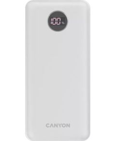 Powerbank Canyon PB-2002 20000mAh Li-poly battery, Input Type-C 5V3A,9V2A,18W , Output Type-C：5V3A,9V2.2A,12V1.5A,20W, Output USBA1/USBA2：5V3A,5V/4.5A,4.5V/5A,9V2A,12V1.5A,22.5W147.5*69*28.6mm, 0.437g , cable Type C, white