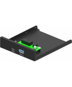 Adapteris Gembird Internal 3.5 Front PC Panel USB 3.1 Type-A + Type-C Port Black