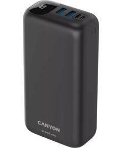 Powerbank Canyon PB - 301 30000mAh Li-poly battery, Input Micro: DC5V/2A, 9V/2A Input Type c PD :DC5V/3A, 9V/2A Output Type C PD:5V/3A,9V/2.2A,12V/1.5AOutput USB A1+USBA 2: 5V3A,5V/4.5A,4.5V/5A,9V2A,12V1.5A,22.5W quick charging cable 0.