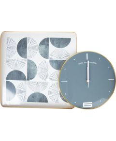 Wall clock NORA with a picture 40x60cm, grey