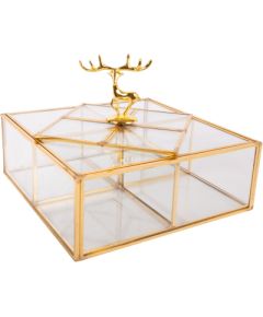 Glass box BERYL 18x18xH6cm, golden