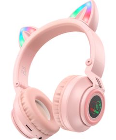 OEM Наушники Borofone BO18 Cat Ear bluetooth розовый