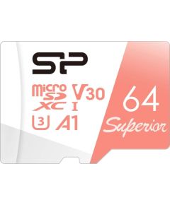 Silicon Power Superior MicroSDXC 64 GB Class 10 UHS-I/U3 A1 V30 (SP064GBSTXDV3V20SP)