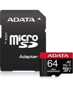 A-data ADATA High Endurance MicroSDXC 64 GB Class 10 UHS-I/U3 A2 V30 (AUSDX64GUI3V30SHA2-RA1)