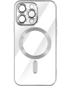 Fusion MagSafe Electroplate silikona aizsargapvalks Apple iPhone 14 Pro sudraba