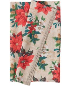 Table mat WINTER FLOWERS 43x116cm, poinsettias