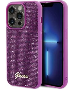 Guess PU Disco Script Metal Case Aizsargapvalks Priekš Apple iPhone 15 Pro