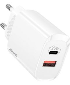 USAMS Ład. siec. 1xUSB-C+1xUSB T35 20W (only head) PD3.0 +QC3.0 Fast Charging biały|white CC121TC01 (US-CC121)