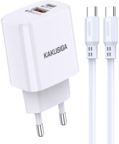 KAKUSIGA KSC-925 lādētājs | 18W | 3A + USB-C kabelis 1m, balts