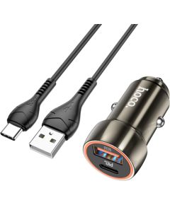 Автомобильная зарядка Hoco Z46A USB-A/Type-C PD20W+QC3.0 + Type-C серая