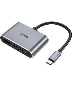 Adapter Hoco HB30 Type-C to HDMI+VGA+USB-A3.0+Type-C grey