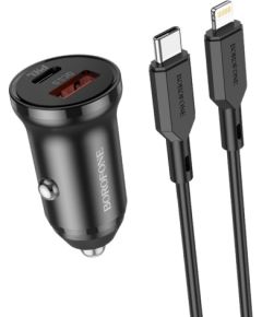 Автомобильная зарядка Borofone BZ18A USB-A/Type-C PD20W+QC3.0 + Lightning черная