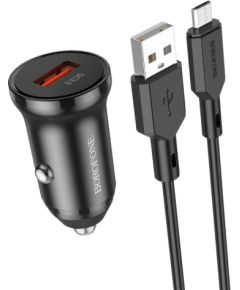 Автомобильная зарядка Borofone BZ18 Quick Charge 3.0 18W + MicroUSB черная