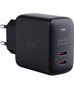 Wall Charger Aukey PA-B4T, 2xUSB-C, 45W (black)