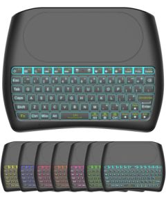 Fusion D8 bezvadu mini tastatūra datoram | PS4 | Xbox | Smart TV | Android + skārienpaliktnis melns (ar RGB fona apgaismojumu)